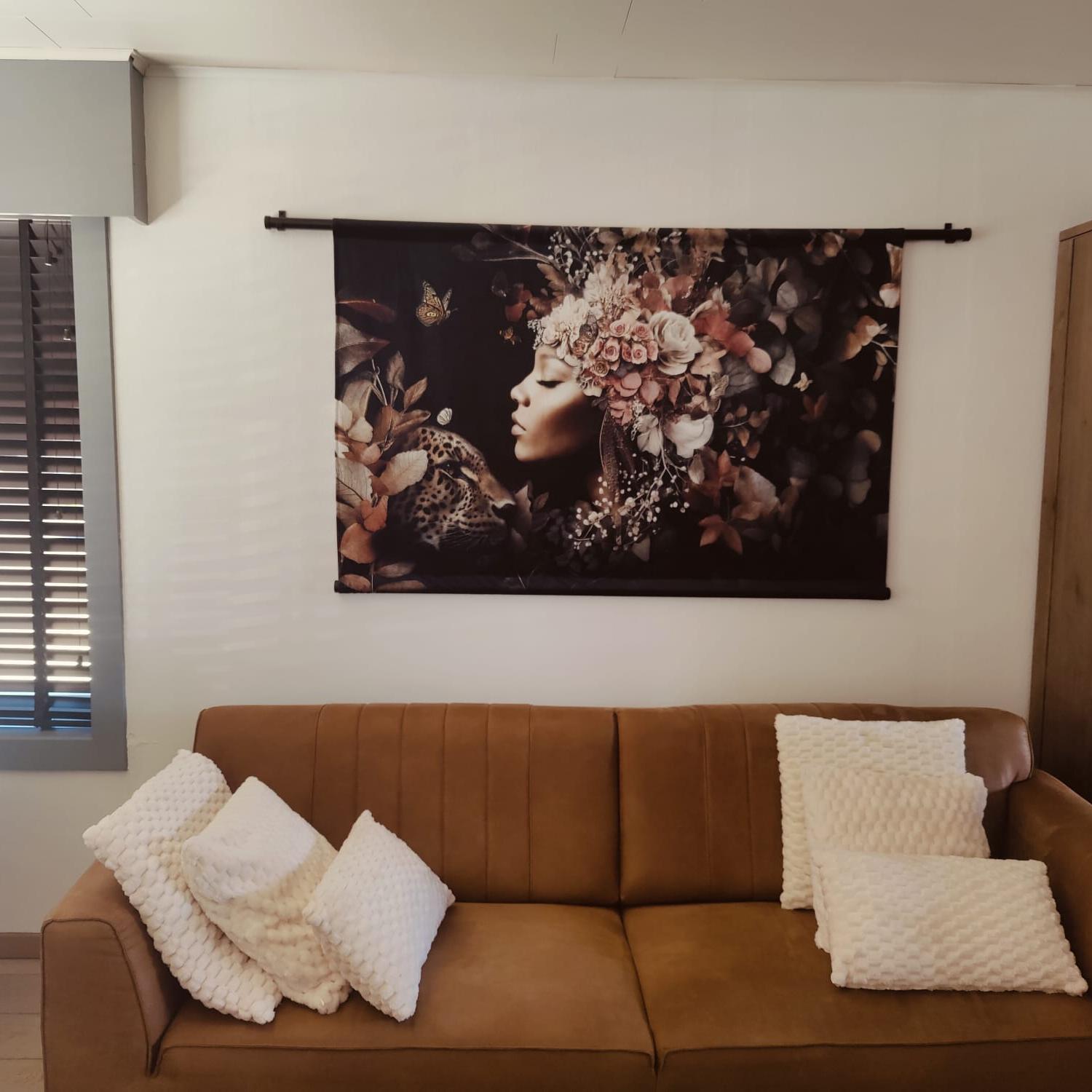 klantfoto wandkleed met vrouw