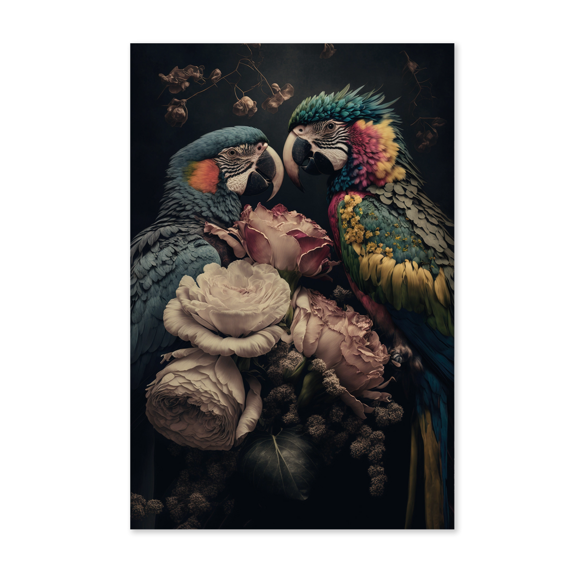 Bloemen Papegaaien wanddecoratie