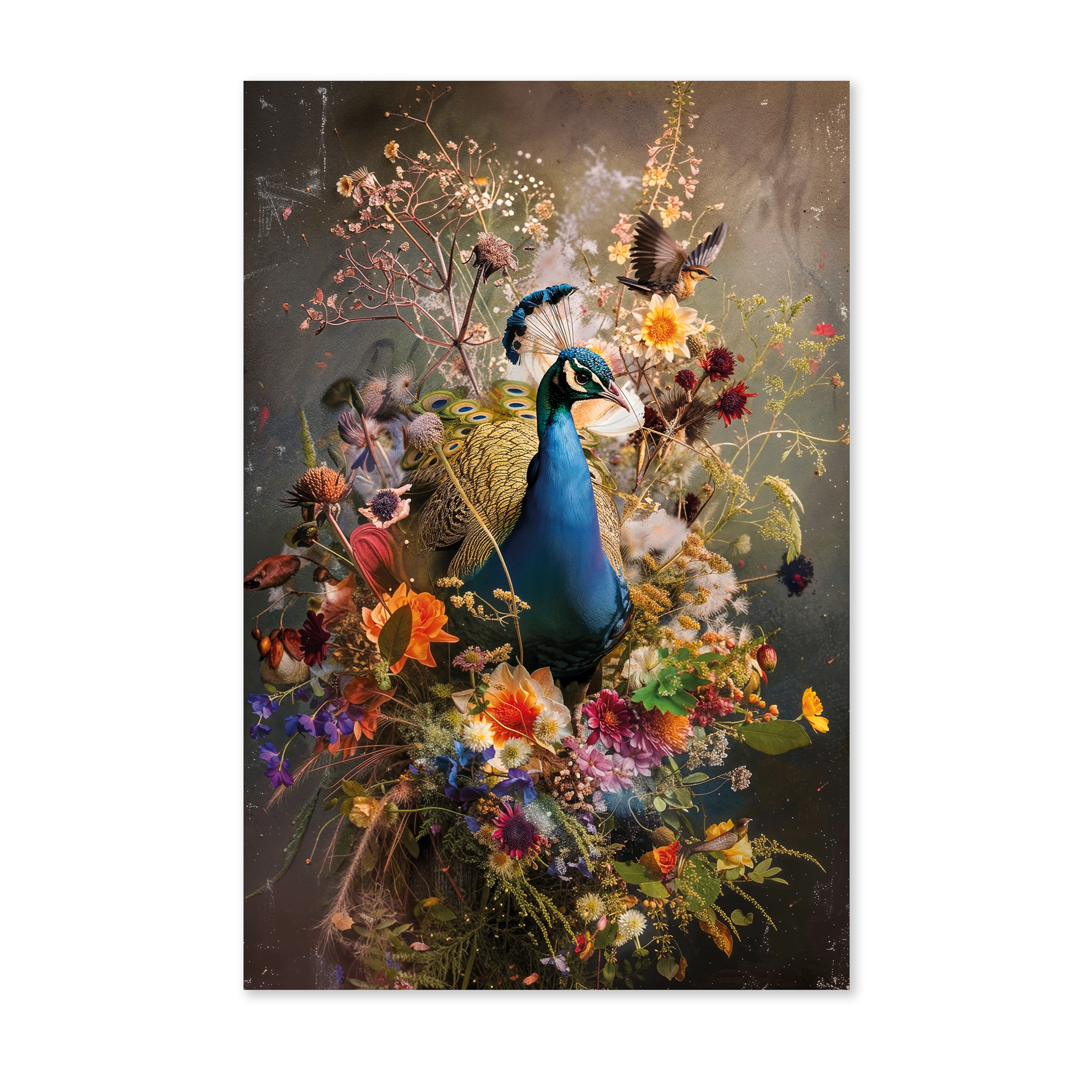 Bloemen Pauw wanddecoratie