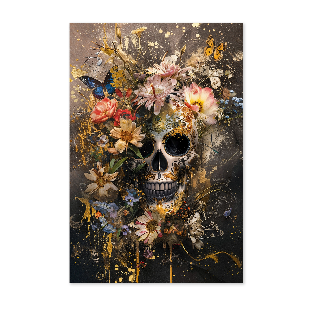 Bloemen schedel wanddecoratie
