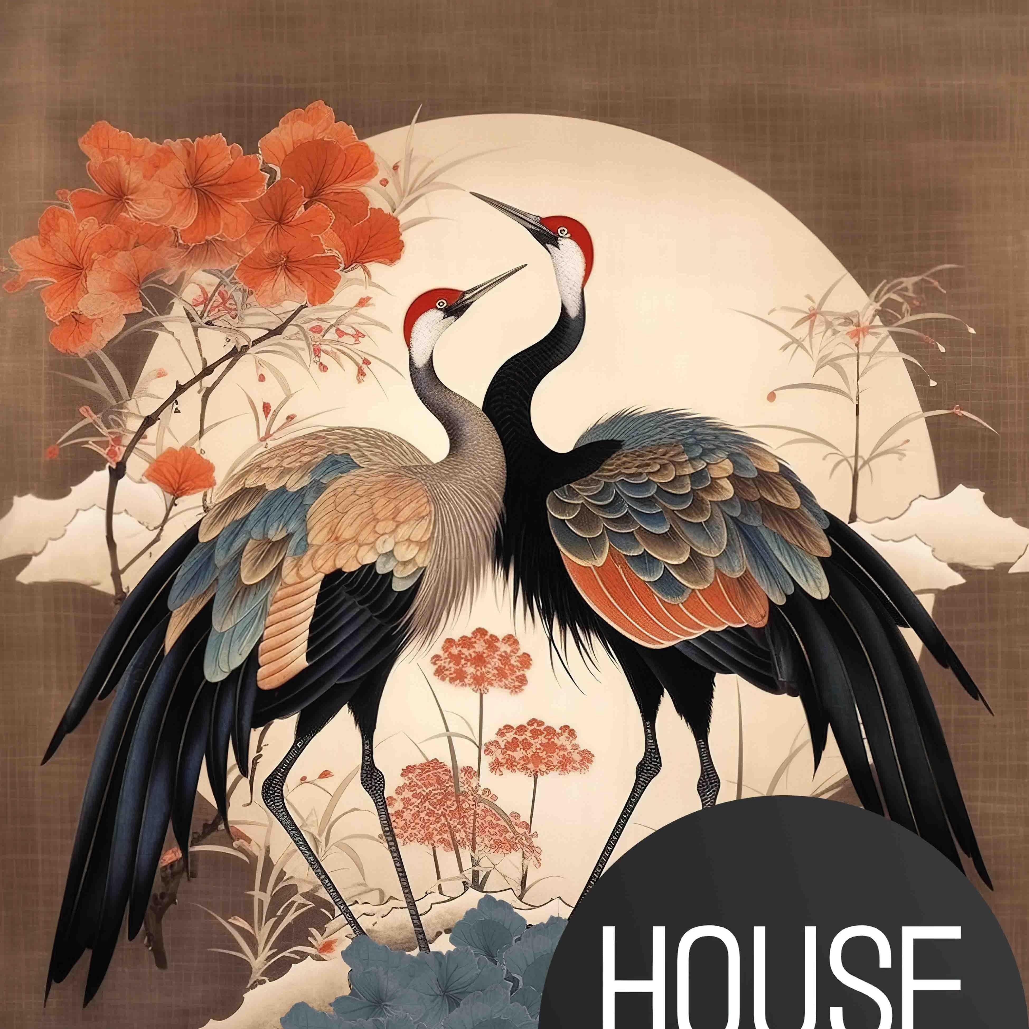 Japanse kraanvogels wandkleed