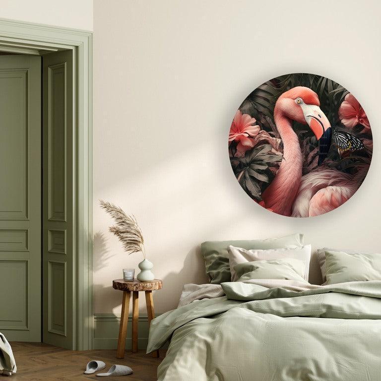 flamingo poster muurcirkel