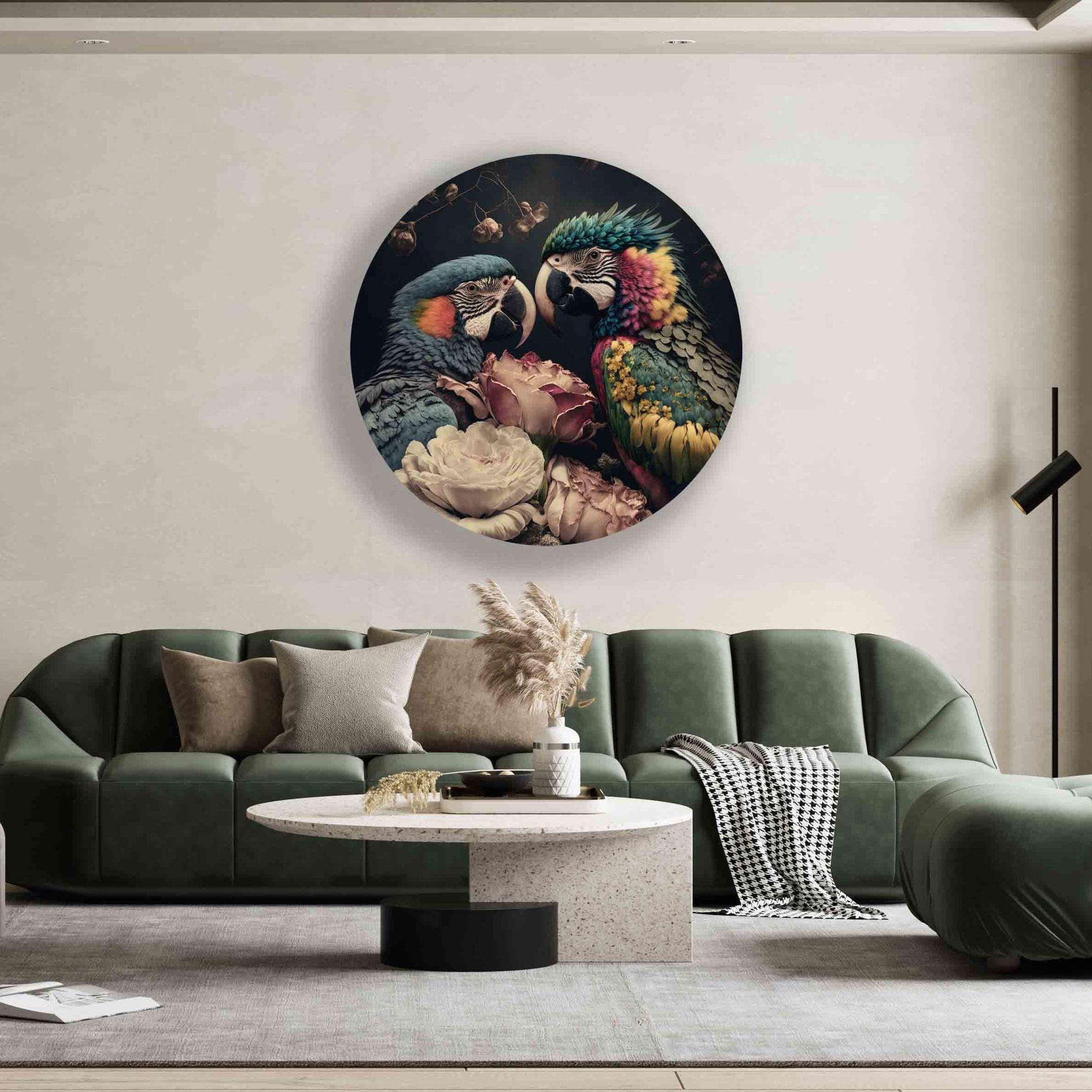 Muurcirkel parrots wandcirkel botanisch