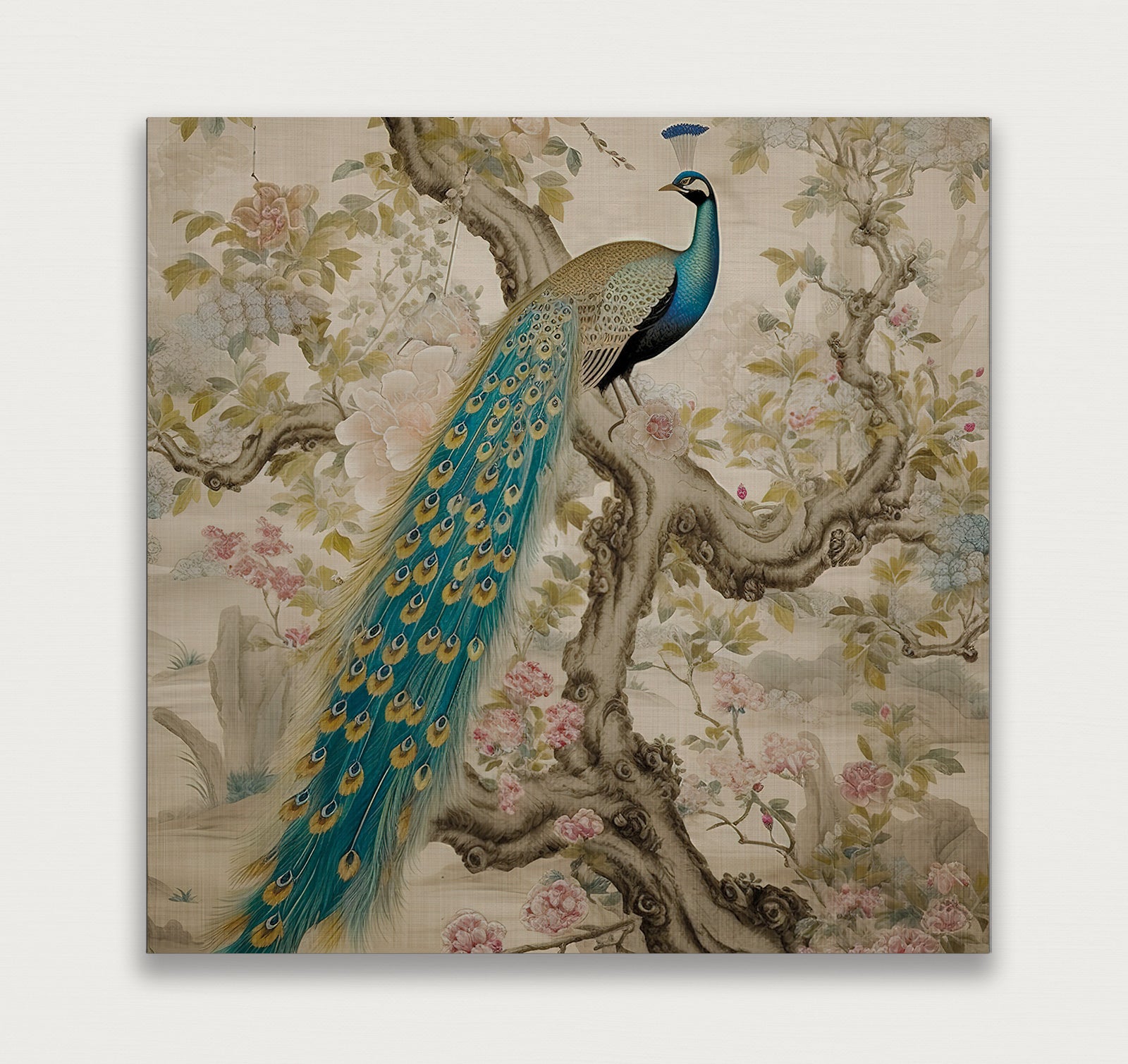 Aziatisch Pauw · Aluminium-Poster vierkant-House of Posters-House of Posters