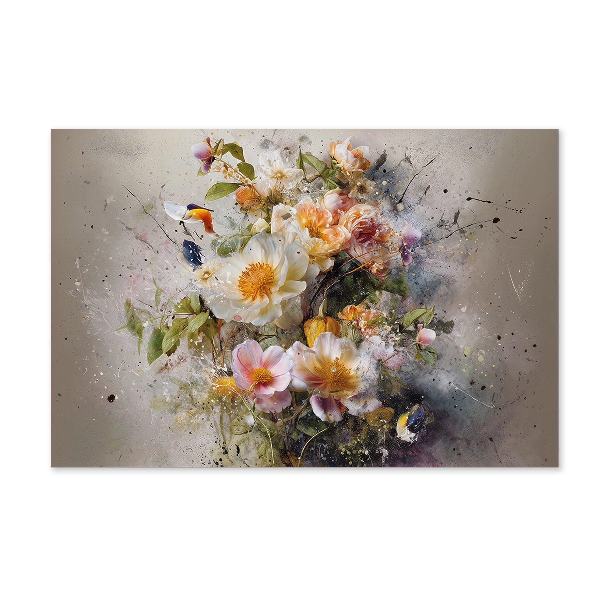 Bloemen explosie 3 als liggende wanddecoratie