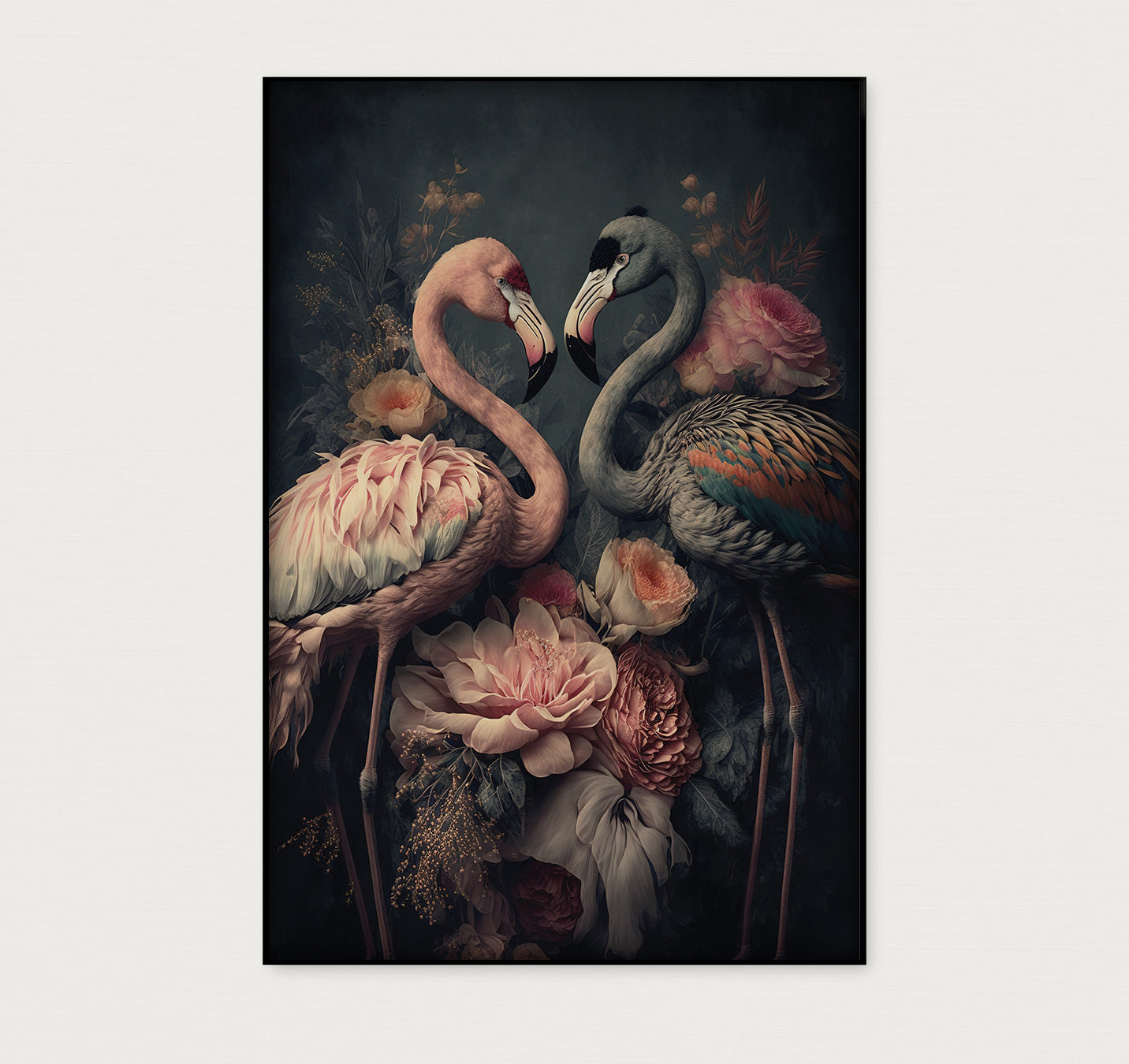 Bloemen Flamingo's · Artframe-Poster staand-House of Posters-House of Posters