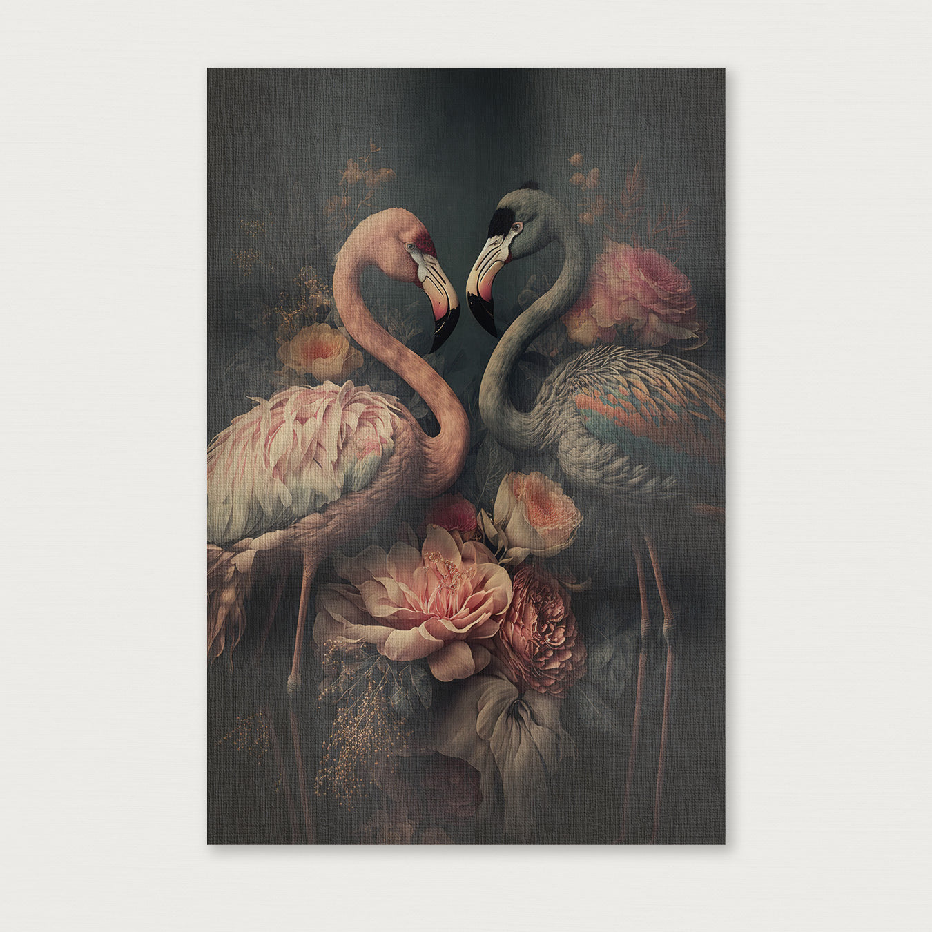 Bloemen Flamingo's · Canvas-Poster staand-House of Posters-House of Posters