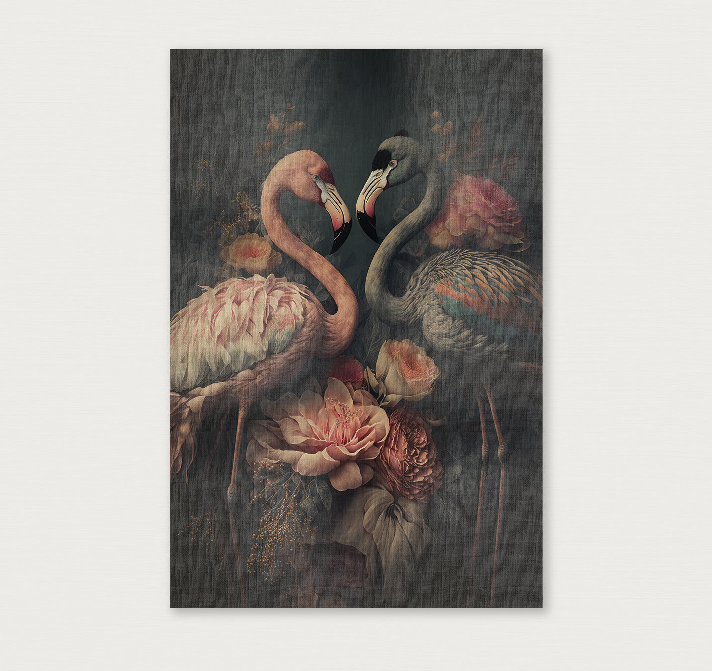 Bloemen Flamingo's · Canvas-Poster staand-House of Posters-House of Posters