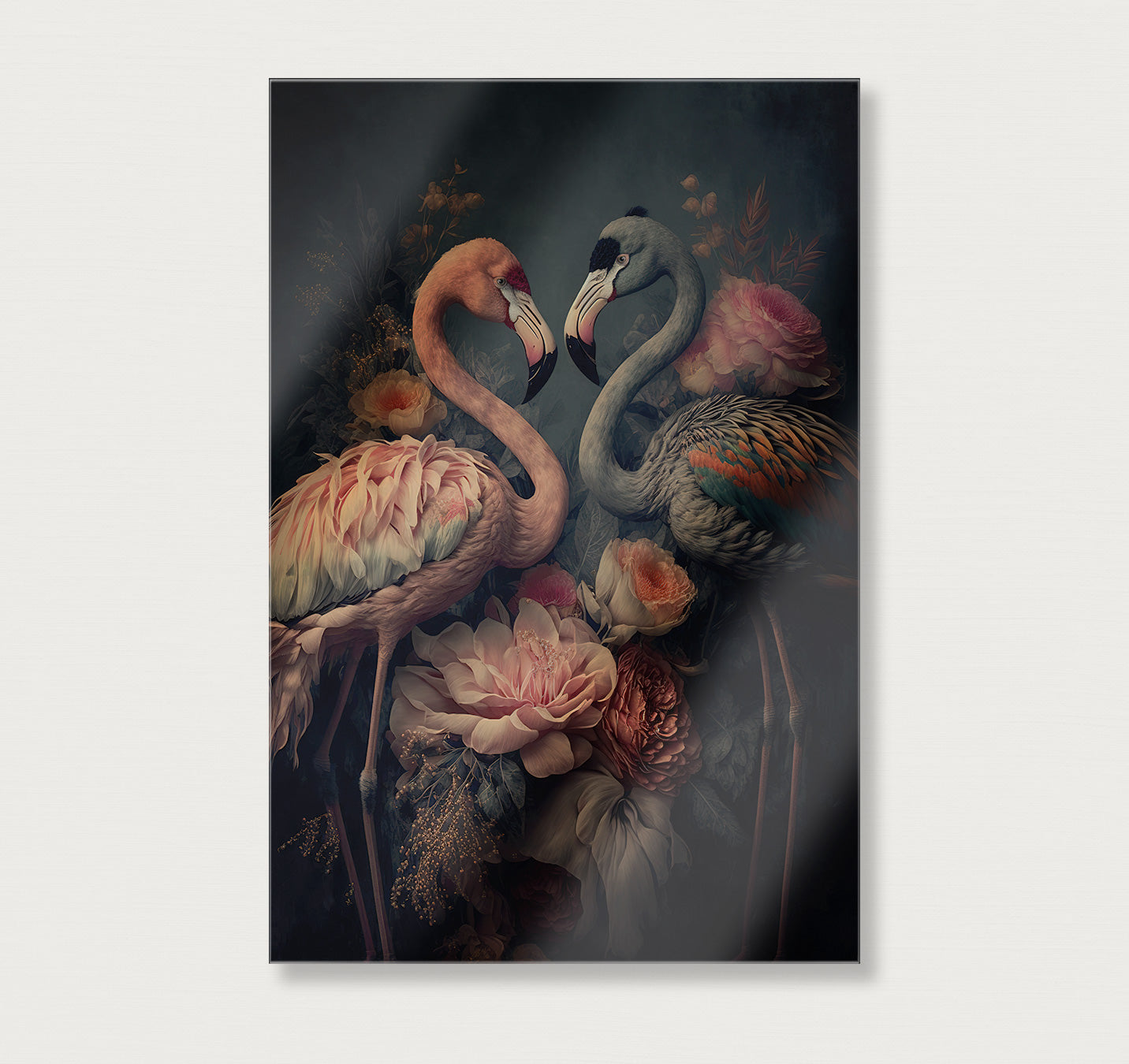 Bloemen Flamingo's · Plexiglas-Poster staand-House of Posters-House of Posters