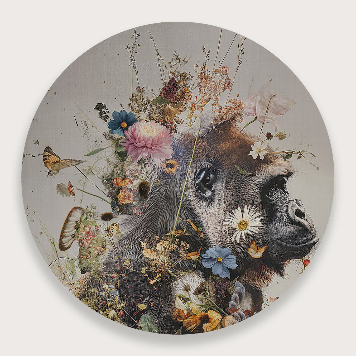 Bloemen Gorilla · Muurcirkel-Muurcirkel-House of Posters-House of Posters