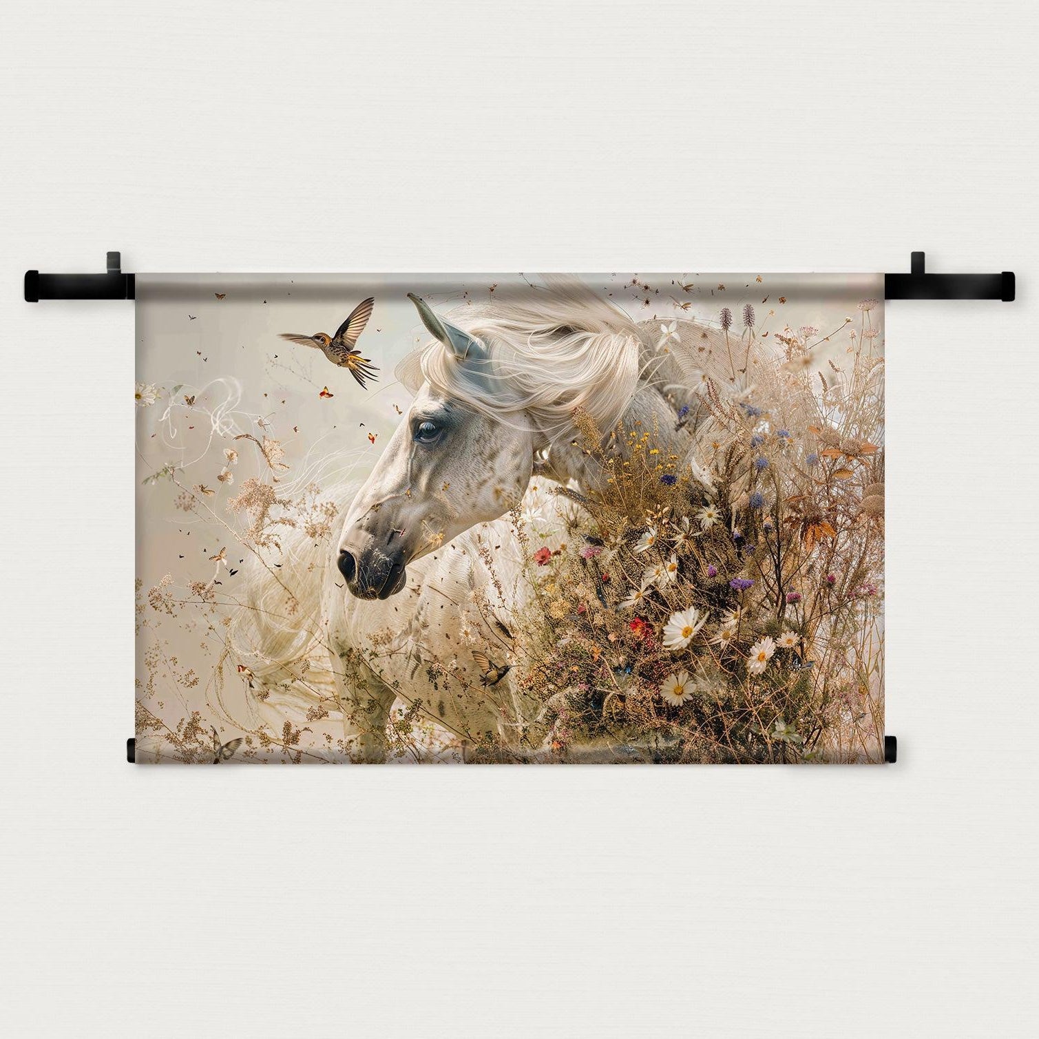 Bloemen paard · Wandkleed-Wandkleed-House of Posters-House of Posters