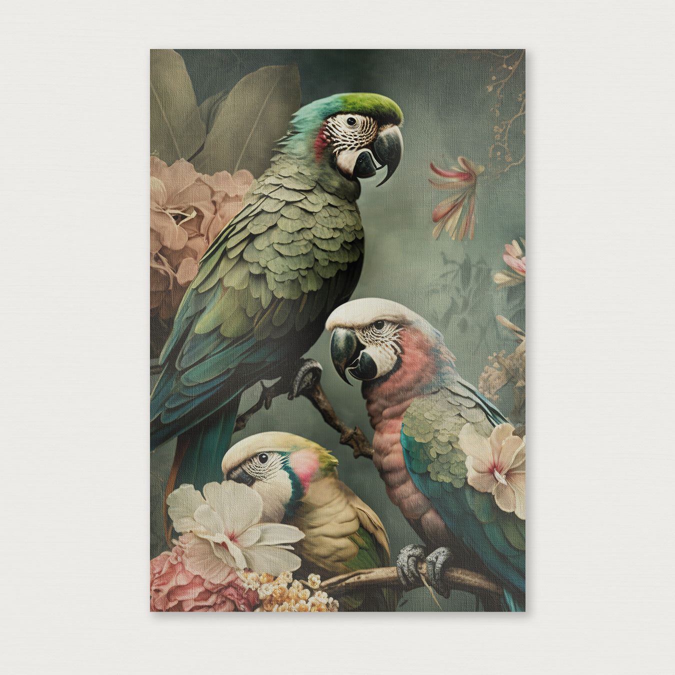 Bloemen Papegaaien 3 · Canvas-Poster staand-House of Posters-House of Posters