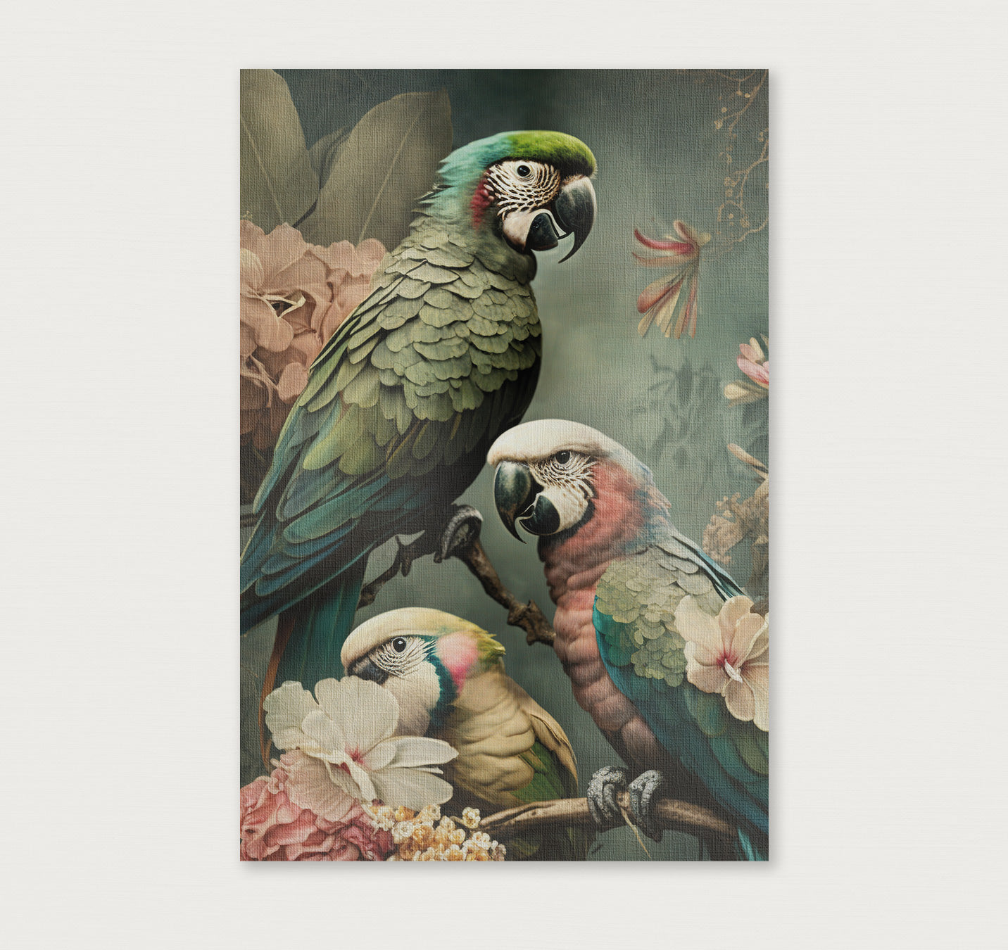 Bloemen Papegaaien 3 · Canvas-Poster staand-House of Posters-House of Posters