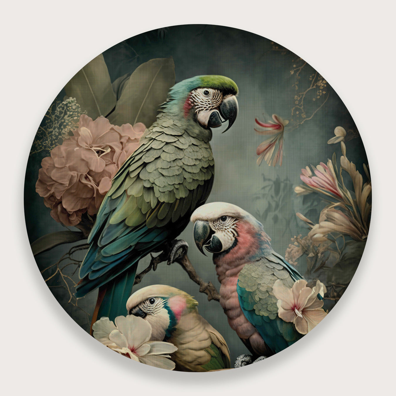 Bloemen Papegaaien 3 · Muurcirkel-Muurcirkel-House of Posters-House of Posters