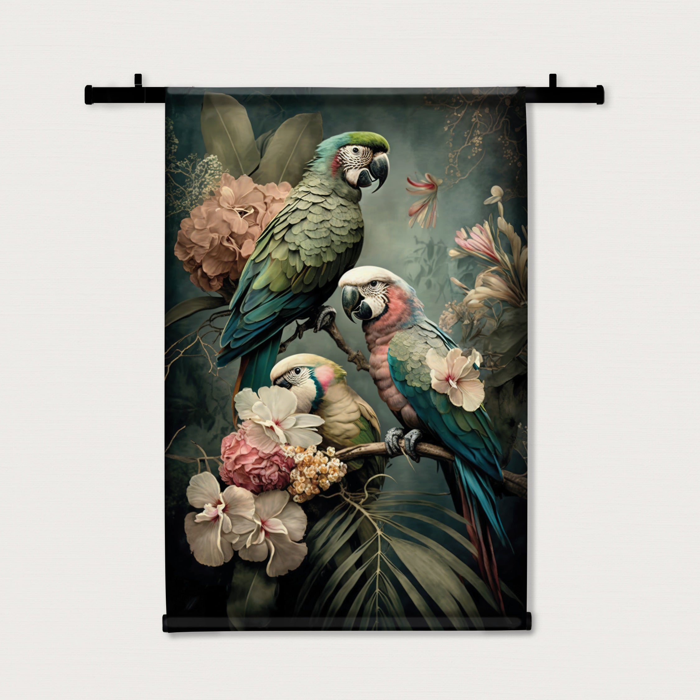 Bloemen Papegaaien 3 · Wandkleed-Wandkleed-House of Posters-House of Posters