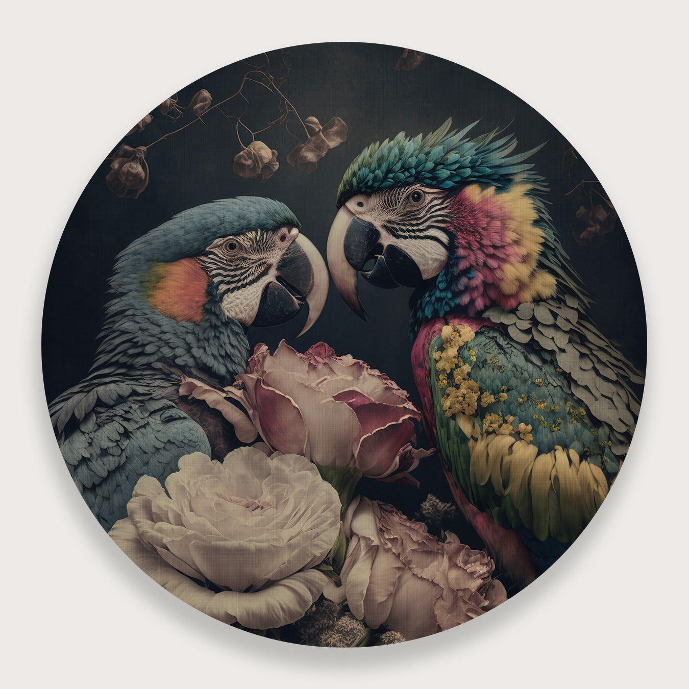 Bloemen Papegaaien · Muurcirkel-Muurcirkel-House of Posters-House of Posters