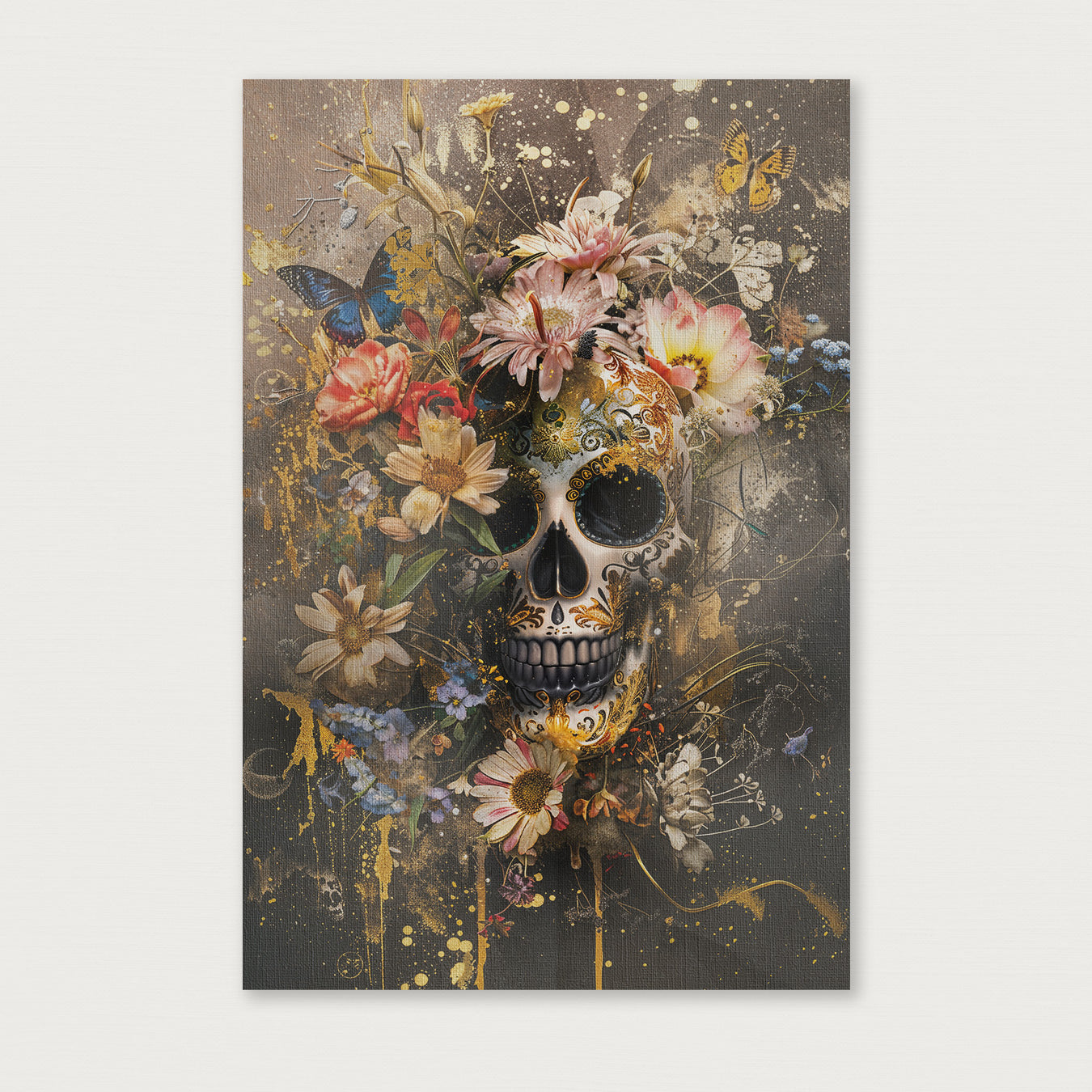Bloemen schedel · Canvas-Poster staand-House of Posters-House of Posters