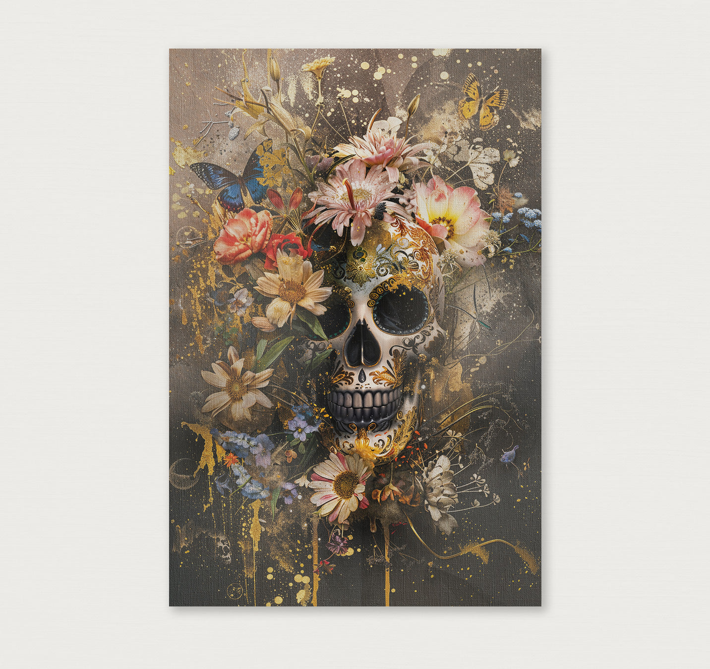 Bloemen schedel · Canvas-Poster staand-House of Posters-House of Posters