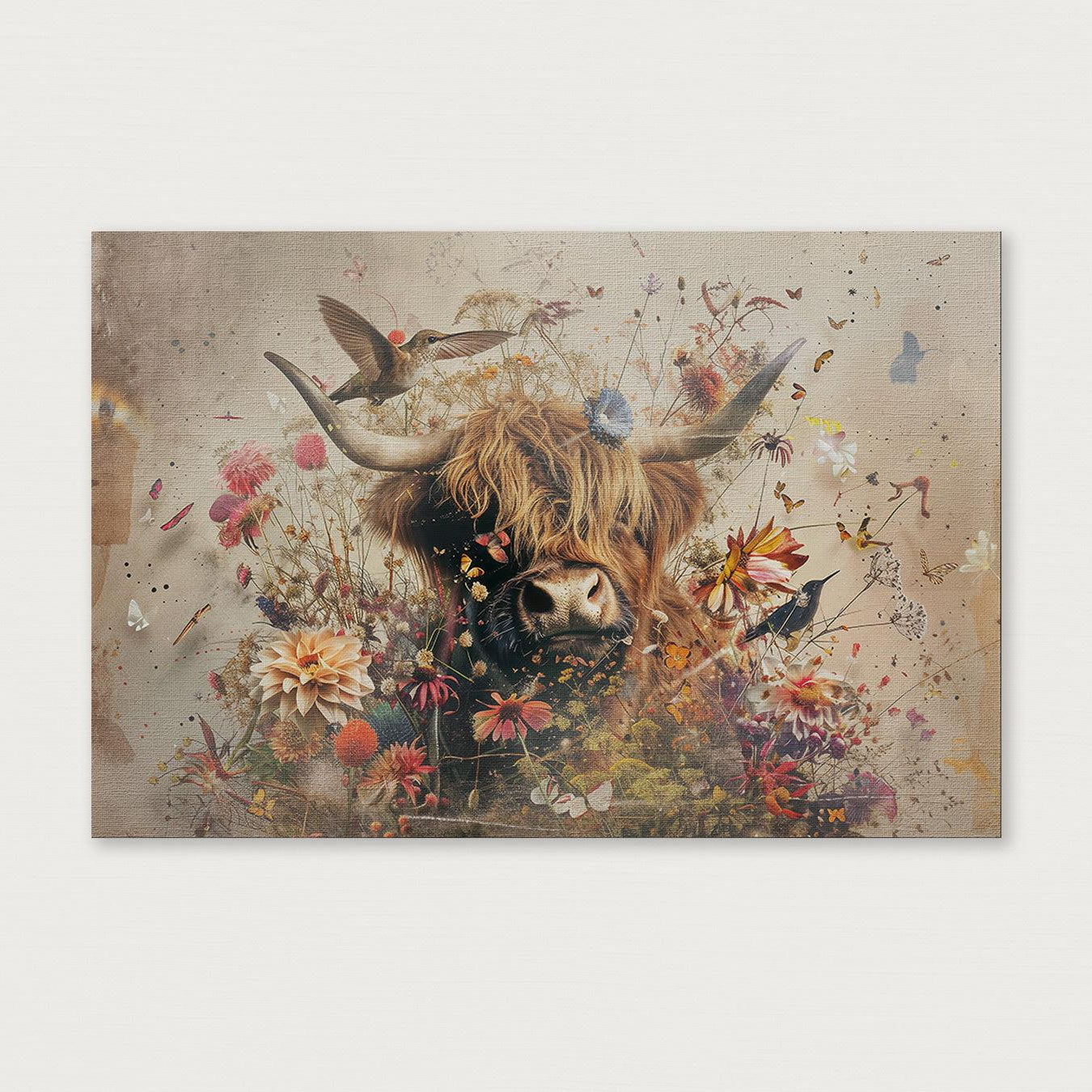 Bloemen Schotse hooglander 2 · Canvas-Poster liggend-House of Posters-House of Posters