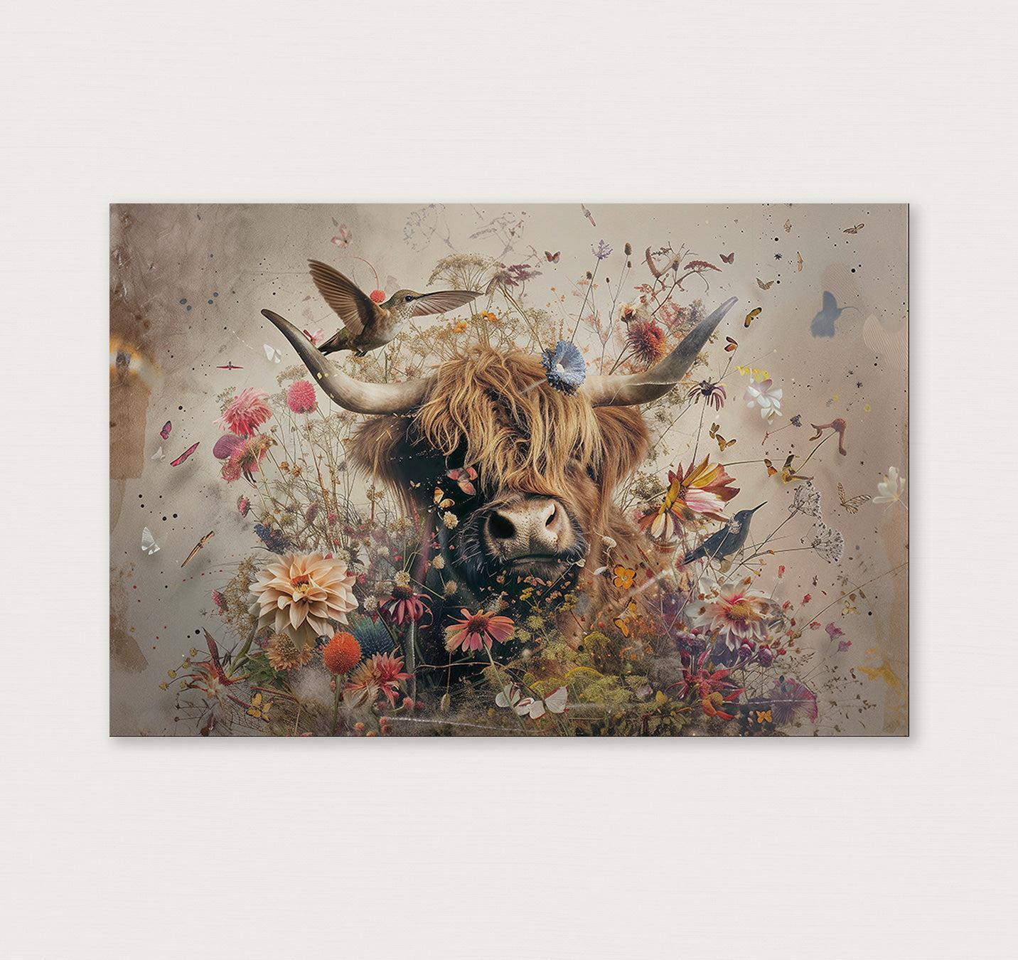 Bloemen Schotse hooglander 2-Poster liggend-House of Posters-House of Posters