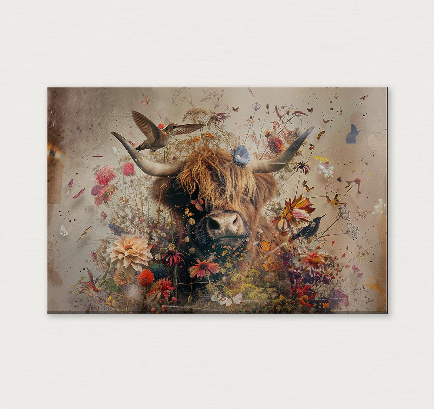 Bloemen Schotse hooglander 2 · Plexiglas-Poster liggend-House of Posters-House of Posters