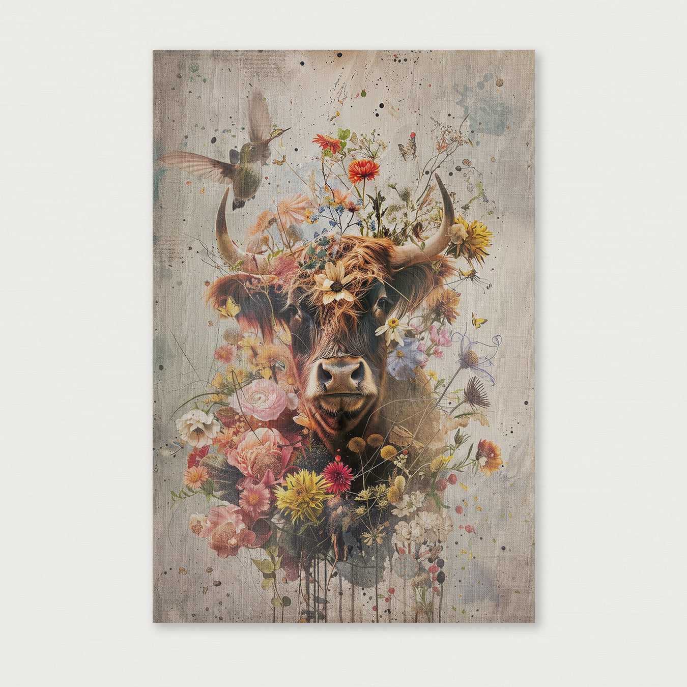 Bloemen Schotse hooglander · Canvas-Poster staand-House of Posters-House of Posters