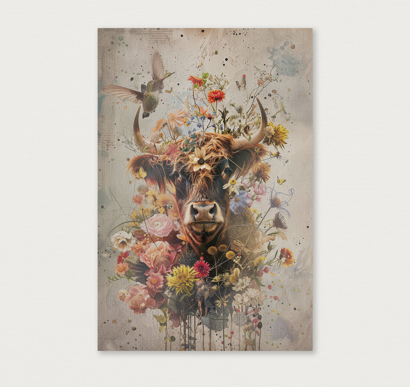 Bloemen Schotse hooglander · Canvas-Poster staand-House of Posters-House of Posters