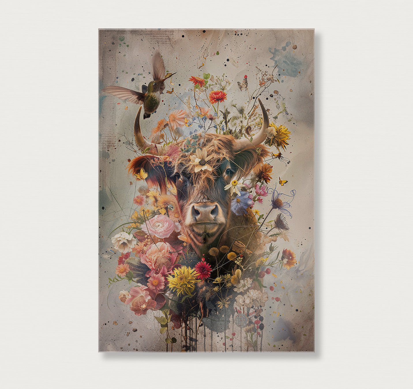 Bloemen Schotse hooglander · Plexiglas-Poster staand-House of Posters-House of Posters