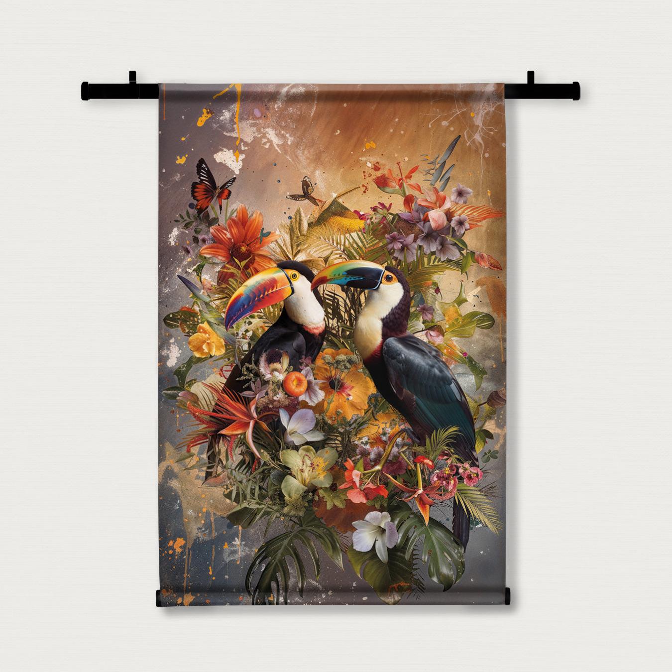 Bloemen Toekans · Wandkleed-Wandkleed-House of Posters-House of Posters