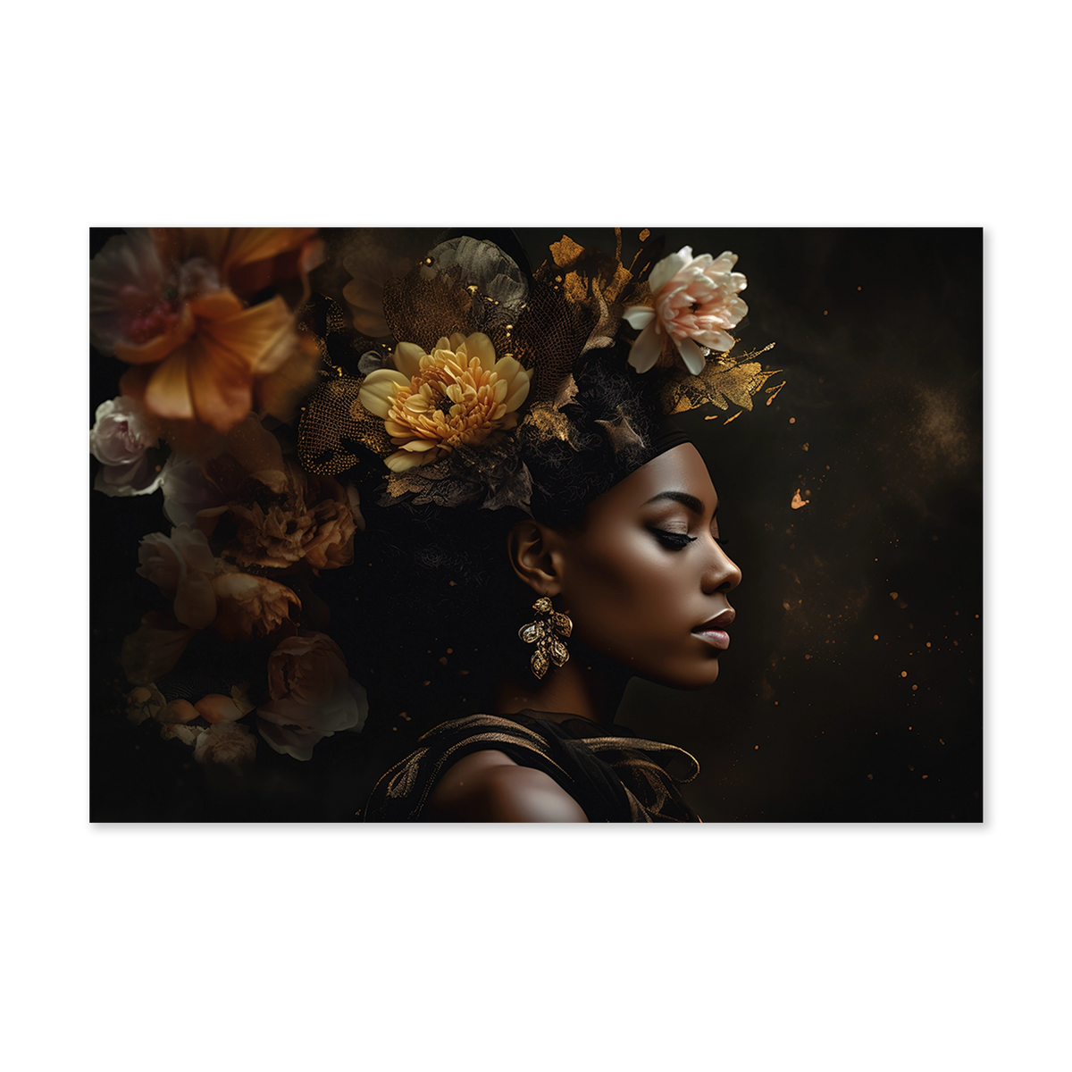 Bloemen Vrouw 3 als liggende wanddecoratie