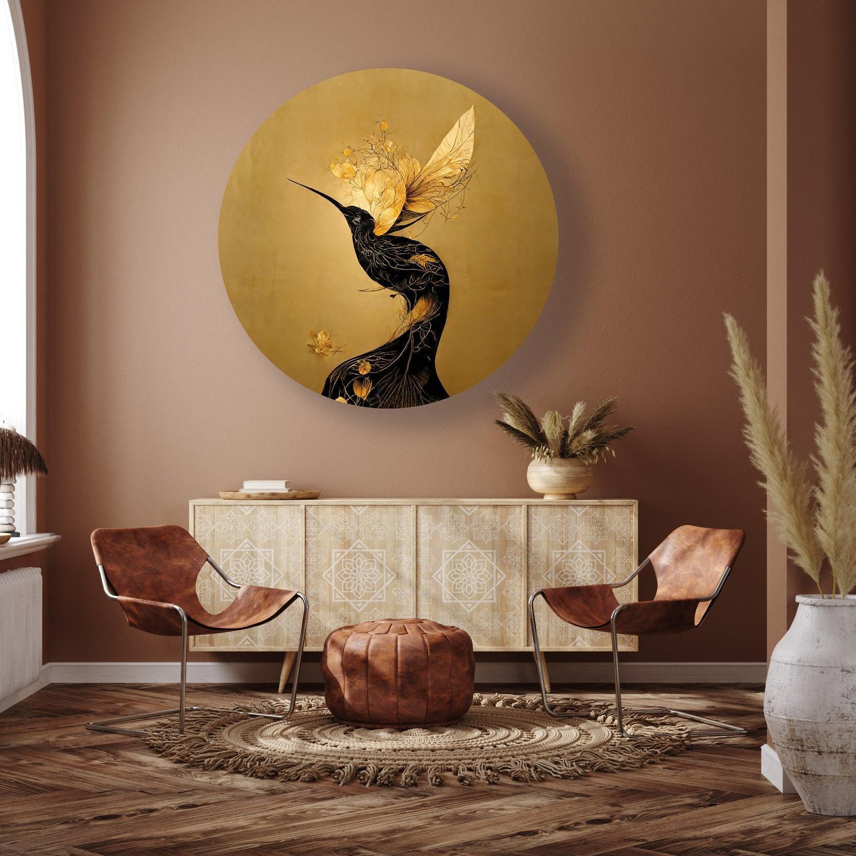 Muurcirkel hummingbird wandcirkel botanisch