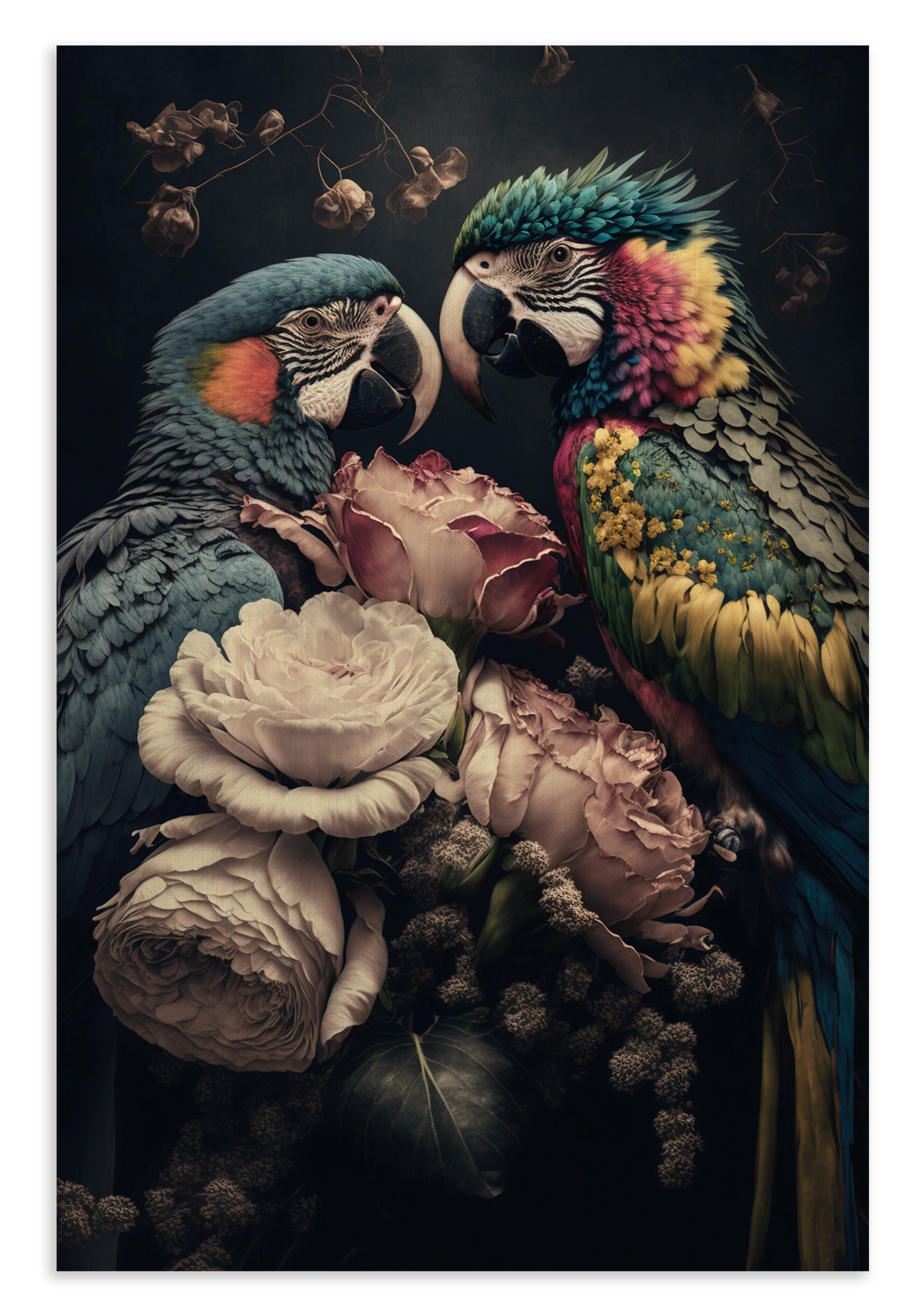 Bloemen Papegaaien · Canvas – productfoto