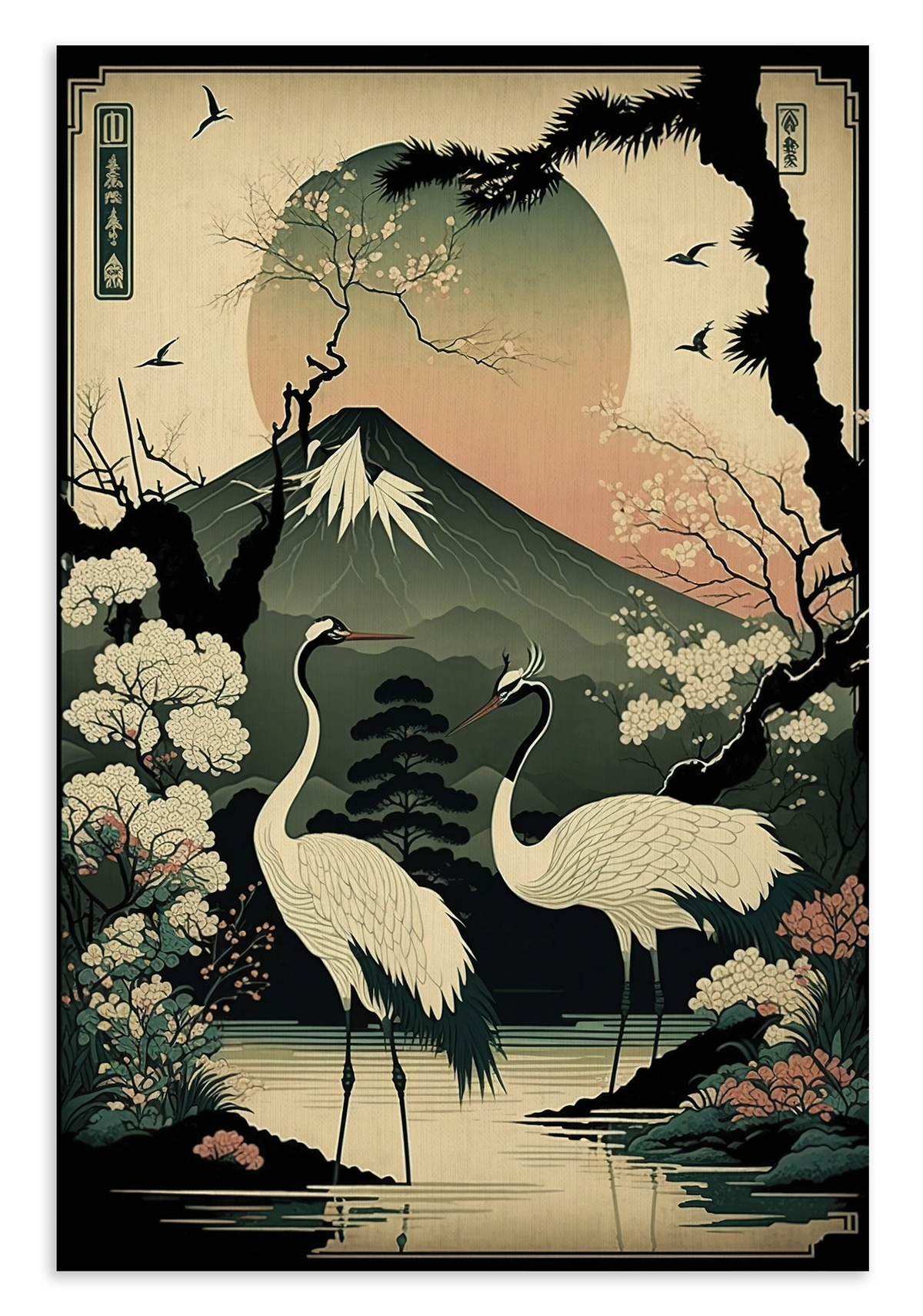 Japanse kraanvogels 4 · Canvas – productfoto