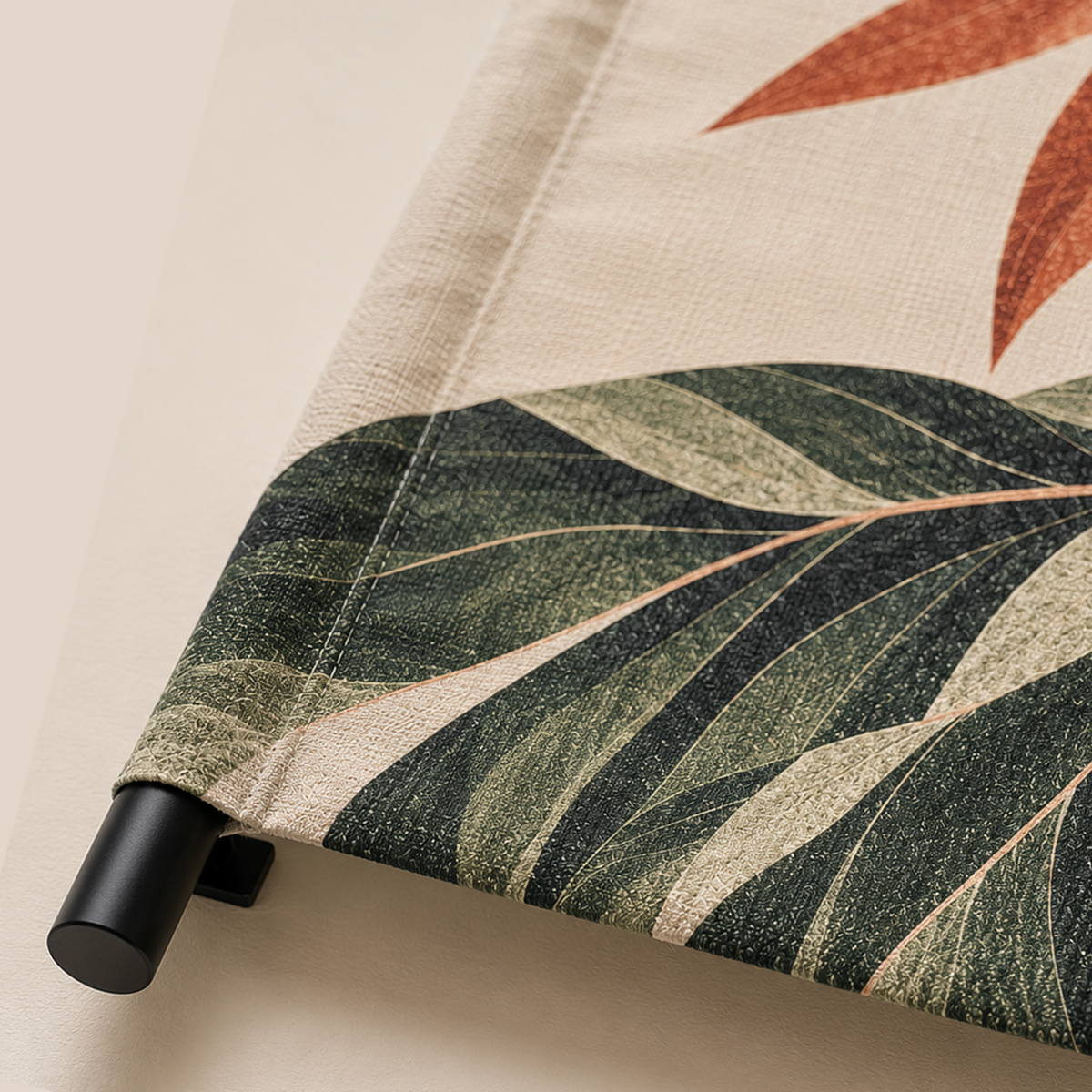 Materiaalvoorbeeld Wandkleed van textiel met zwarte roede