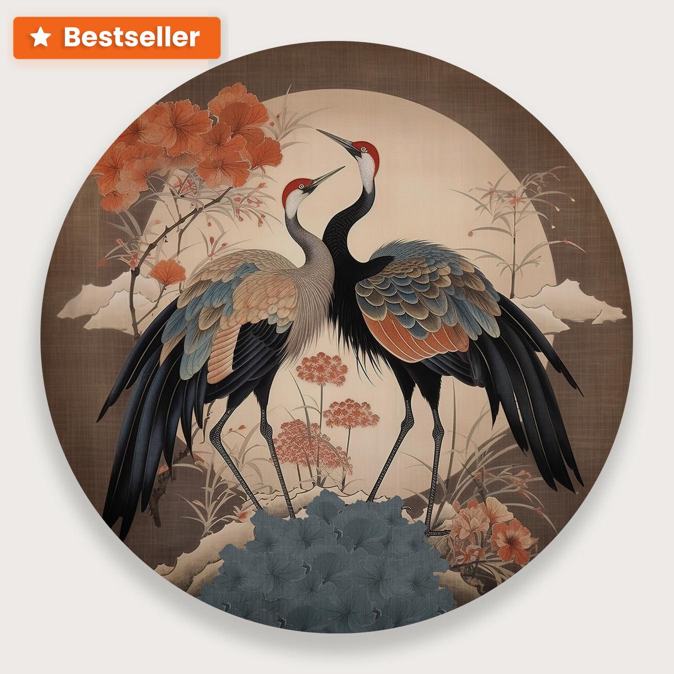 Japanse kraanvogels 2 · Muurcirkel-Muurcirkel-House of Posters-House of Posters
