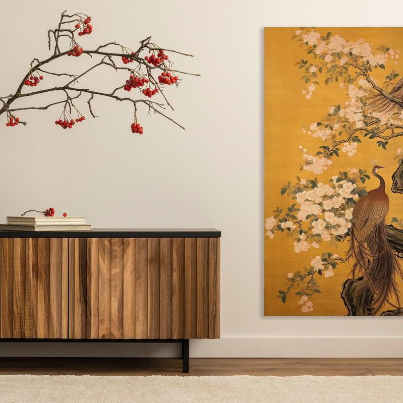 Aziatische kunst met pauwen