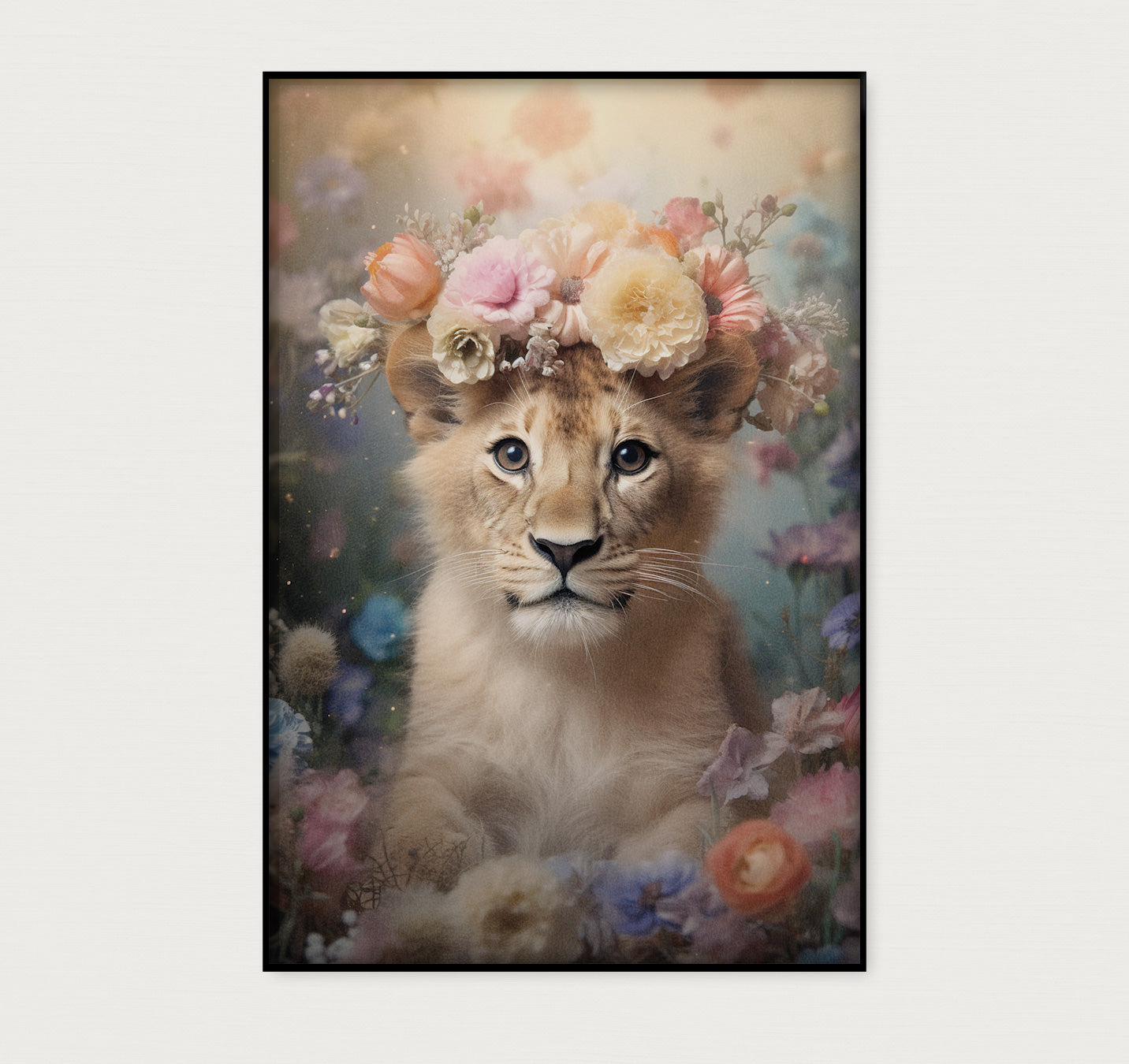 Leeuw jong · Akoestisch paneel-Poster staand-House of Posters-House of Posters