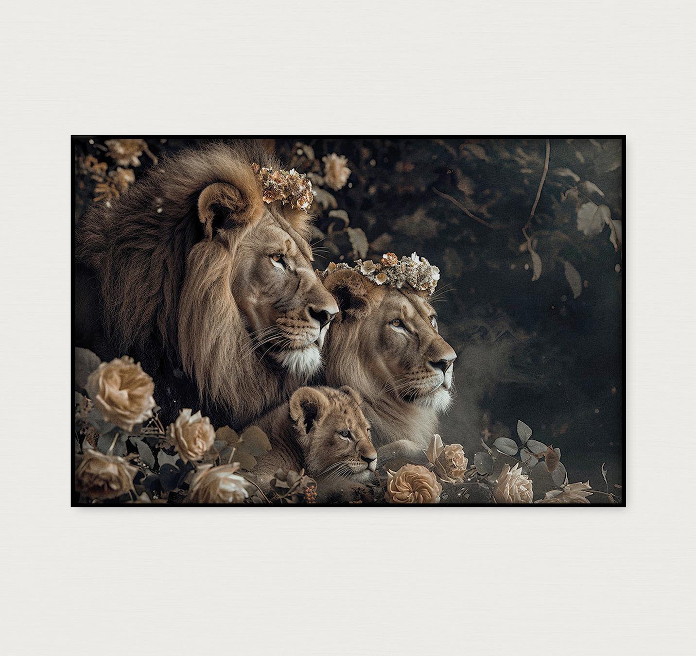 Leeuwen familie · Akoestisch paneel-Poster liggend-House of Posters-House of Posters