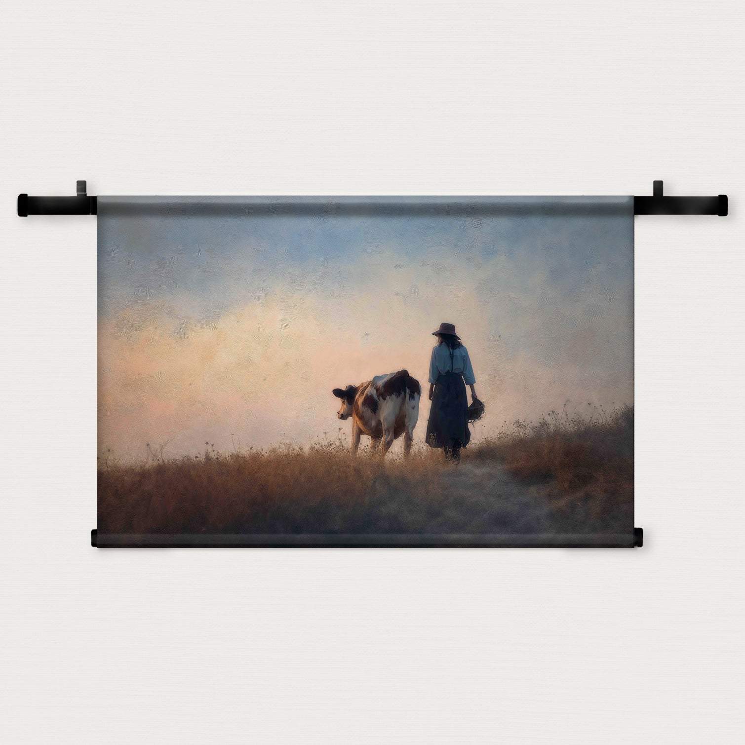 Meisje en de koe 2 · Wandkleed-Wandkleed-House of Posters-House of Posters