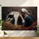 schilderij met koe en meisje