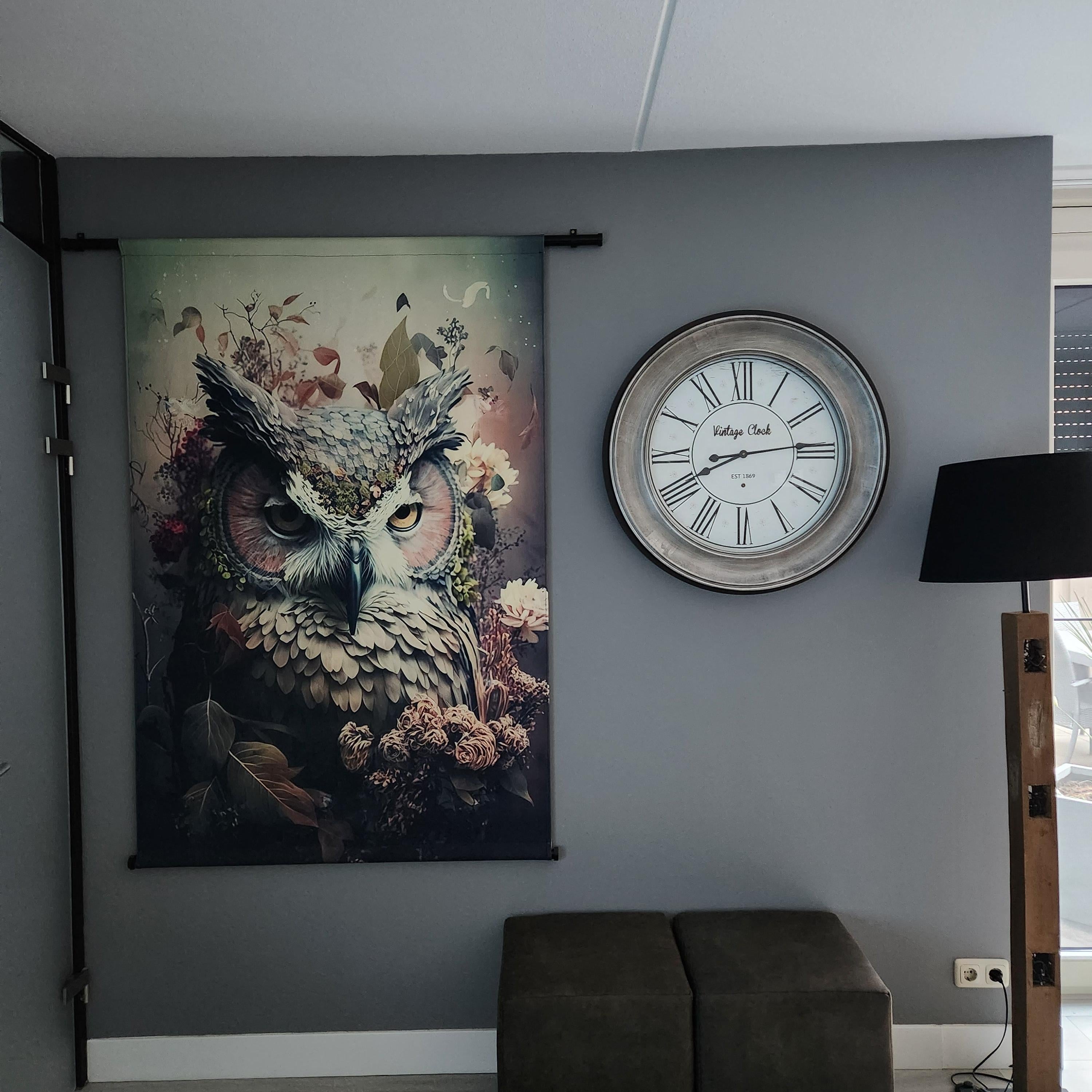 klantfoto wandkleed met uil