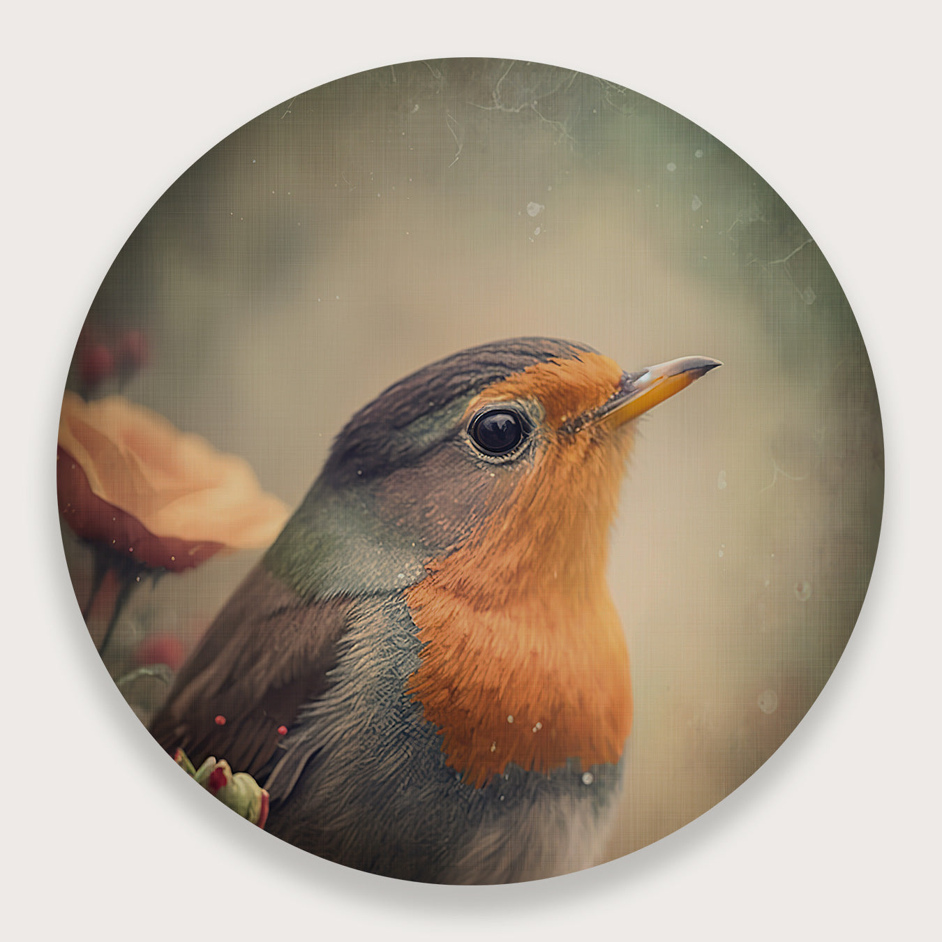 Roodborstje 2 | Muurcirkel | Aluminium 60 cm | Tweedekans-House of Posters-House of Posters