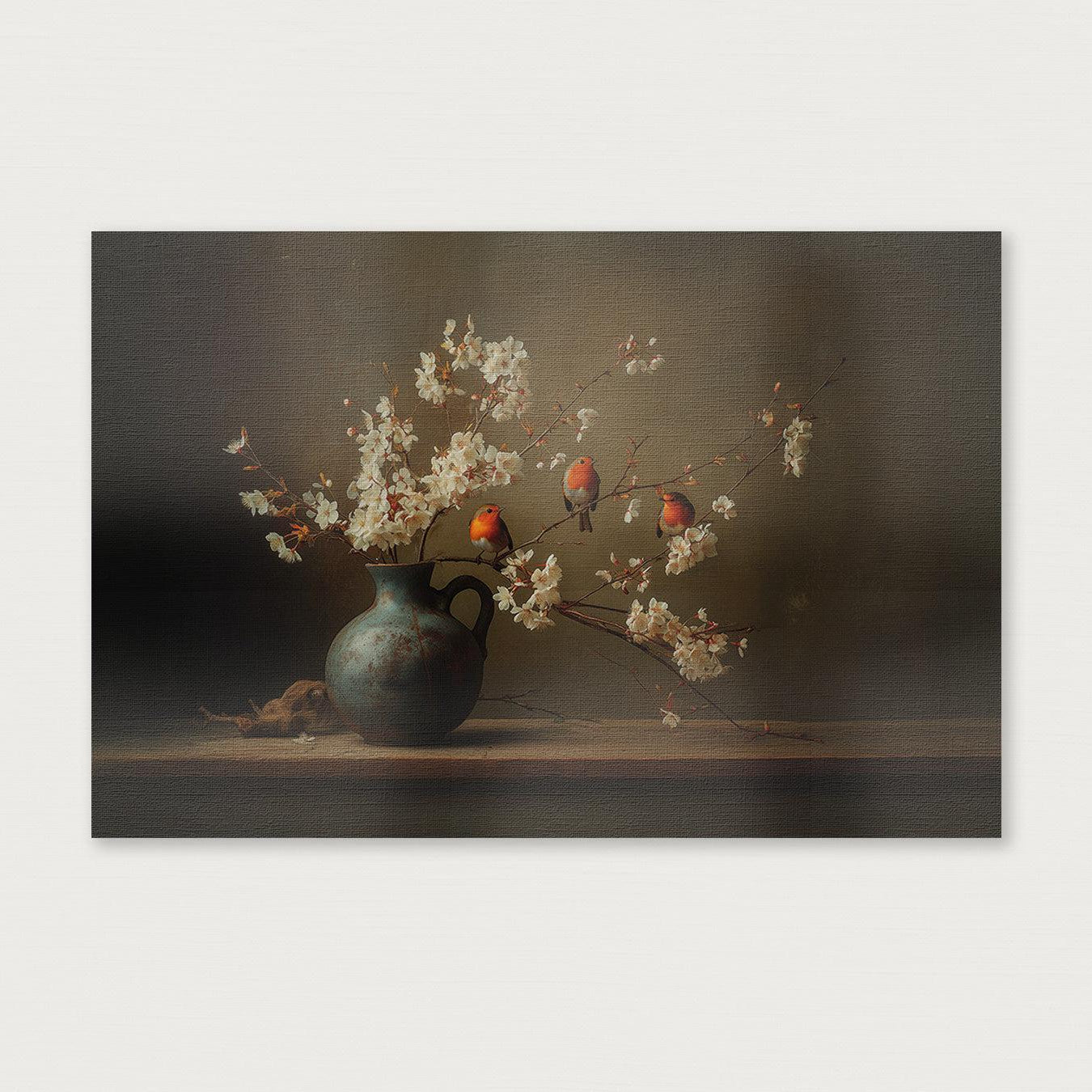 Roodborstjes · Canvas-Poster liggend-House of Posters-House of Posters