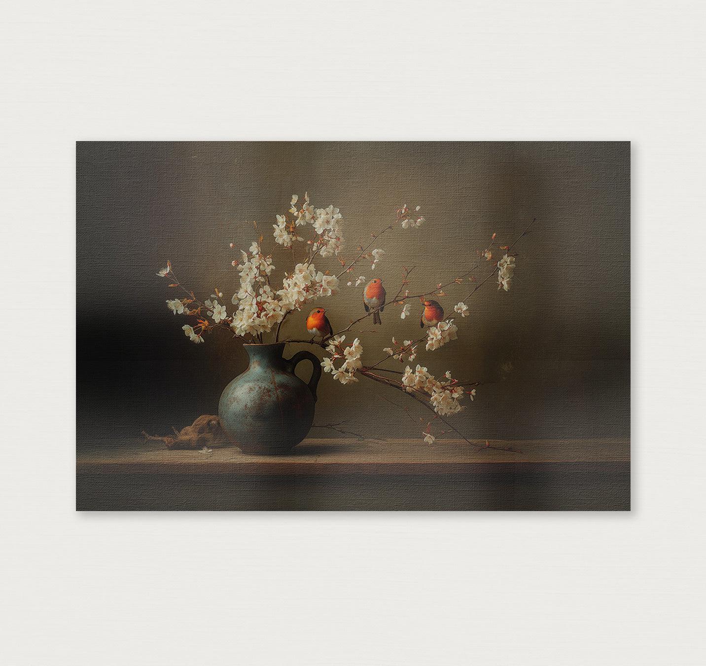 Roodborstjes · Canvas-Poster liggend-House of Posters-House of Posters