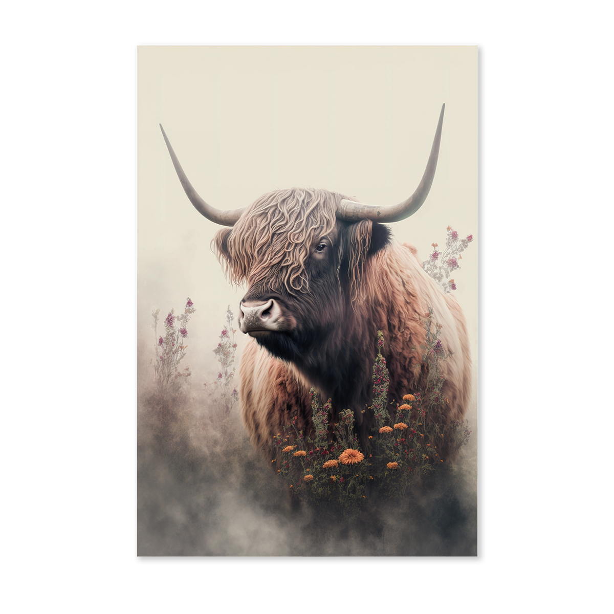 Schotse hooglander 3 als staande wanddecoratie