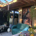 klantfoto wandkleed pauw