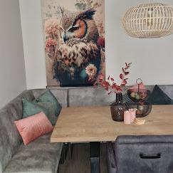 klantfoto wandkleed met uil