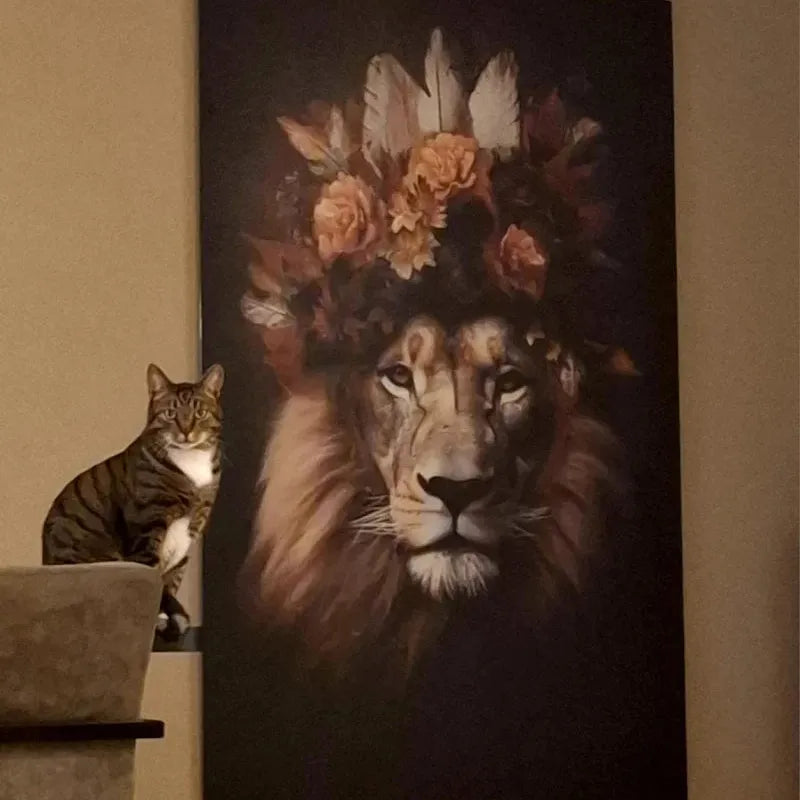 klantfoto schilderij leeuw