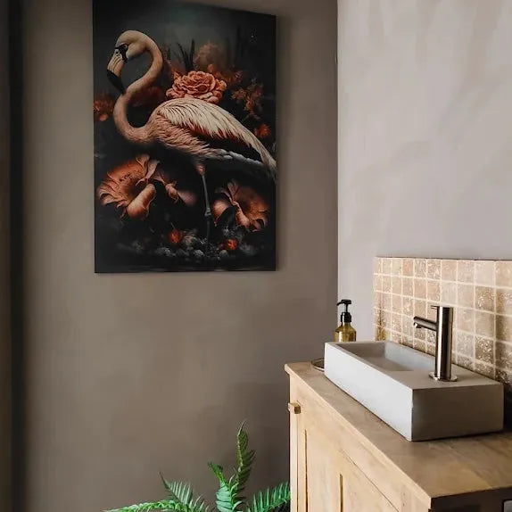 klantfoto schilderij flamingo