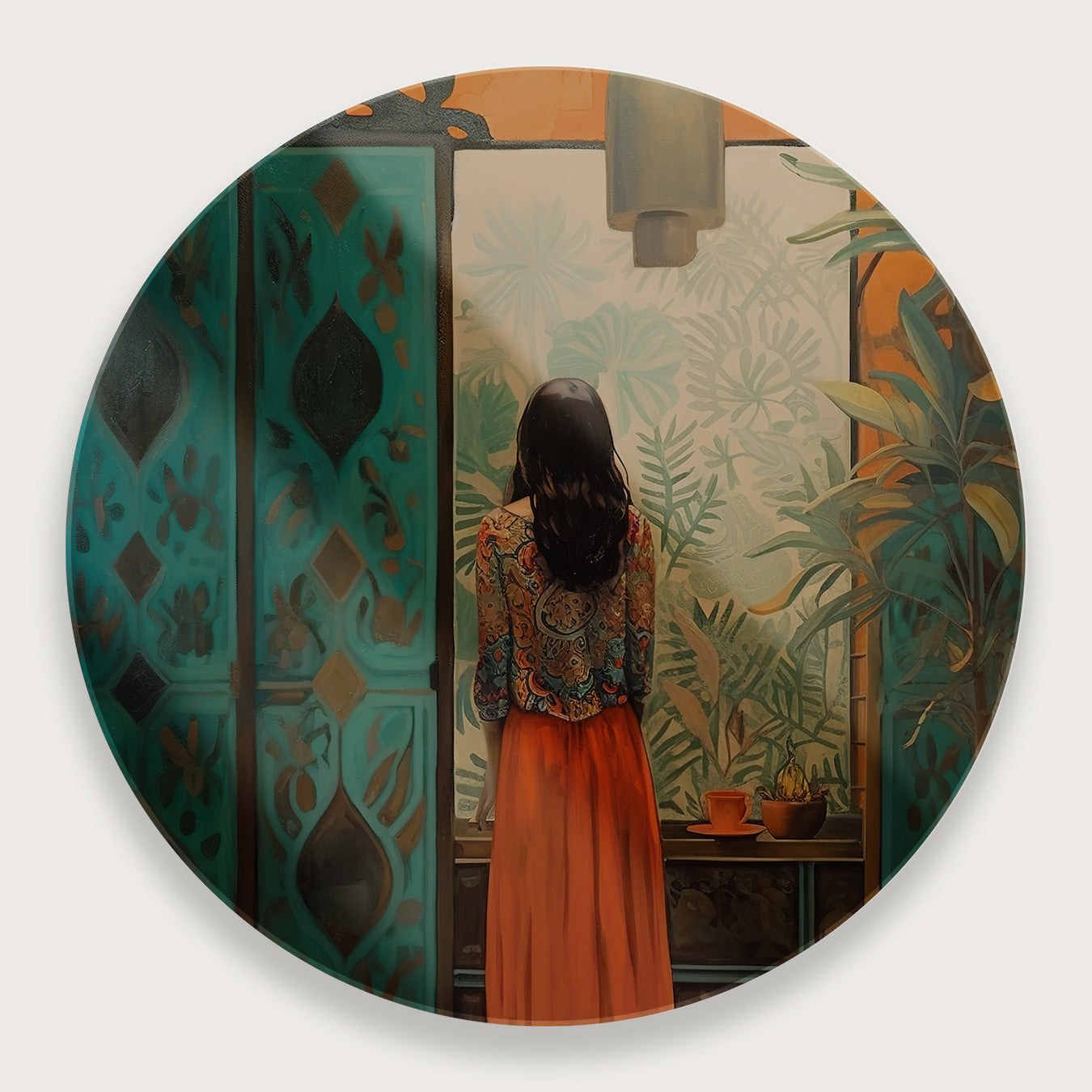 Vrouw · Plexiglas-Muurcirkel-House of Posters-House of Posters